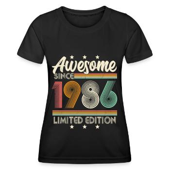 35 Anniversaire Vintage 1986 naissance rétro - T-shirt sport Femme - noir - Devant - AI Model Female 172 light (172cm)