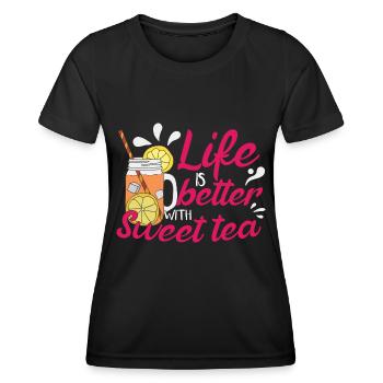 Thé sucré pour femmes - T-shirt sport Femme - noir - Devant - AI Model Female 172 light (172cm)