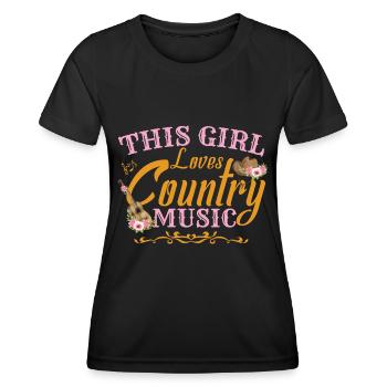 Dieses Mädchen liebt Country-Musik - Frauen Funktions-T-Shirt - Schwarz - Vorne - AI Model Female 172 light (172cm)