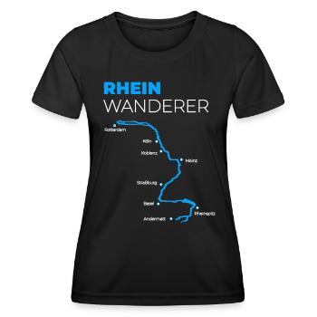 Rhein Wanderer - Wandern am Rhein - Frauen Funktions-T-Shirt - Schwarz - Vorne - AI Model Female 172 light (172cm)