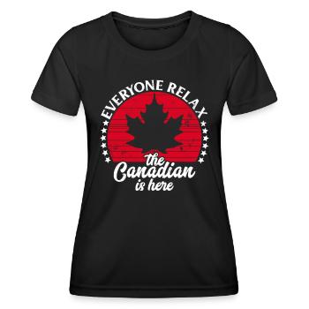 Le Canadien est ici Symbole du drapeau du Canada Accueil Fierté - T-shirt sport Femme - noir - Devant - AI Model Female 172 light (172cm)