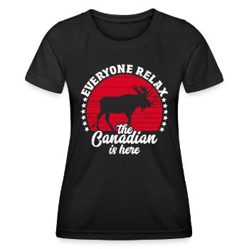 Le Canadien est ici Symbole du drapeau du Canada Accueil Fierté - T-shirt sport Femme - noir - Devant - AI Model Female 172 light (172cm)