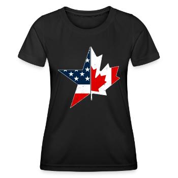 US EH Leaf USEH Canadien Américain Canada Drapeau des États-Unis - T-shirt sport Femme - noir - Devant - AI Model Female 172 light (172cm)