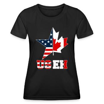 US EH Leaf USEH Canadien Américain Canada Drapeau des États-Unis - T-shirt sport Femme - noir - Devant - AI Model Female 172 light (172cm)