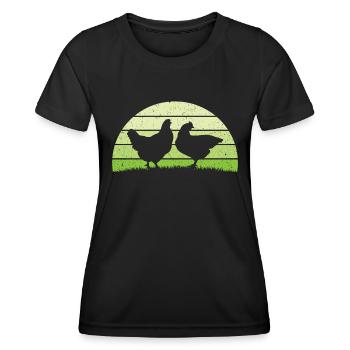 Poule retro poules - T-shirt sport Femme - noir - Devant - AI Model Female 172 light (172cm)