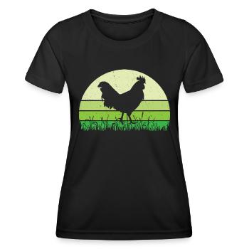 Hahn - Frauen Funktions-T-Shirt - Schwarz - Vorne - AI Model Female 172 light (172cm)