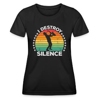 Destroy Silence Holzblassaxophon Saxophonist - Frauen Funktions-T-Shirt - Schwarz - Vorne - AI Model Female 172 light (172cm)