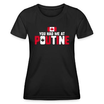 Vous m’avez eu à Poutine Canadian Fries Canada Flag - T-shirt sport Femme - noir - Devant - AI Model Female 172 light (172cm)