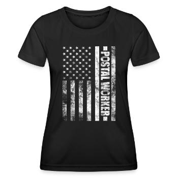 Postal Worker Mail Letter Carrier USA Flag Mailman - Women's Functional T-Shirt - black - Front - AI Model Female 172 light (172cm)