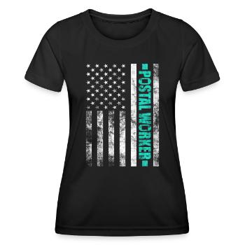 Postal Worker Mail Letter Carrier USA Flag Mailman - Women's Functional T-Shirt - black - Front - AI Model Female 172 light (172cm)