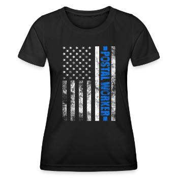 Postal Worker Mail Letter Carrier USA Flag Mailman - Women's Functional T-Shirt - black - Front - AI Model Female 172 light (172cm)