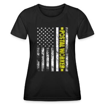 Postal Worker Mail Letter Carrier USA Flag Mailman - Women's Functional T-Shirt - black - Front - AI Model Female 172 light (172cm)