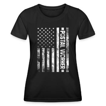 Postal Worker Mail Letter Carrier USA Flag Mailman - Women's Functional T-Shirt - black - Front - AI Model Female 172 light (172cm)