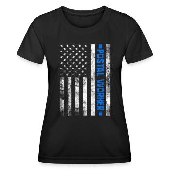 Postangestellter Post Briefträger USA Flagge Postbote - Frauen Funktions-T-Shirt - Schwarz - Vorne - AI Model Female 172 light (172cm)