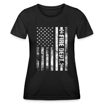 Service d’incendie Pompier Pompier Lutte contre les incendies - T-shirt sport Femme - noir - Devant - AI Model Female 172 light (172cm)