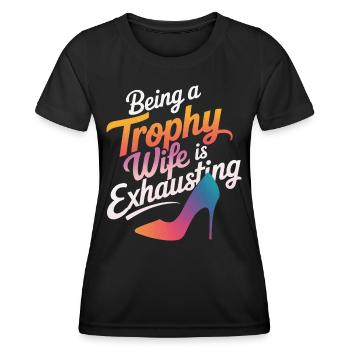 Frau Ehefrau Partnerin Familie Verheiratet - Frauen Funktions-T-Shirt - Schwarz - Vorne - AI Model Female 172 light (172cm)