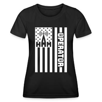 Amateurfunker | USA Flagge Lustiger Amateurfunk - Frauen Funktions-T-Shirt - Schwarz - Vorne - AI Model Female 172 light (172cm)