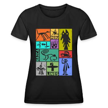 Nazca Lines | Ancient Astronaut Peru Geoglyphs - Women's Functional T-Shirt - black - Front - AI Model Female 172 light (172cm)
