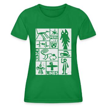 Nazca Lines | Ancient Astronaut Peru Geoglyphs - Women's Functional T-Shirt - kelly green - Front - AI Model Female 172 dark (172cm)