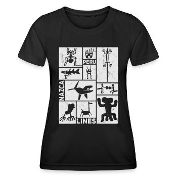 Nazca Lines | Ancient Astronaut Peru Geoglyphs - Women's Functional T-Shirt - black - Front - AI Model Female 172 light (172cm)