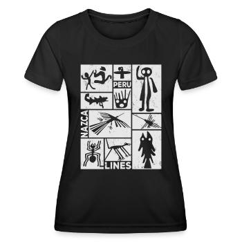 Nazca Lines | Ancient Astronaut Peru Geoglyphs - Women's Functional T-Shirt - black - Front - AI Model Female 172 light (172cm)