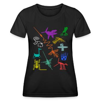 Nazca Lines | Ancient Astronaut Peru Geoglyphs - Women's Functional T-Shirt - black - Front - AI Model Female 172 light (172cm)