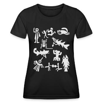 Nazca Lines | Ancient Astronaut Peru Geoglyphs - Women's Functional T-Shirt - black - Front - AI Model Female 172 light (172cm)