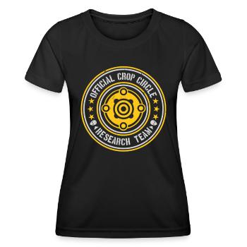 Official Crop Circle Research Team | Alien Message - Women's Functional T-Shirt - black - Front - AI Model Female 172 light (172cm)