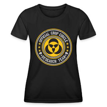 Official Crop Circle Research Team | Alien Message - Women's Functional T-Shirt - black - Front - AI Model Female 172 light (172cm)