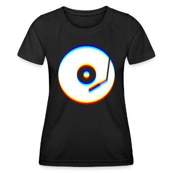 L’art du glitch | Illusion d’optique Vaporwave EDM Rave - T-shirt sport Femme - noir - Devant - AI Model Female 172 light (172cm)