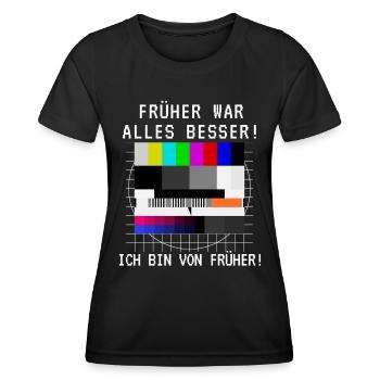 Früher war alles besser TV Testbild Geburtstag - Frauen Funktions-T-Shirt - Schwarz - Vorne - AI Model Female 172 light (172cm)