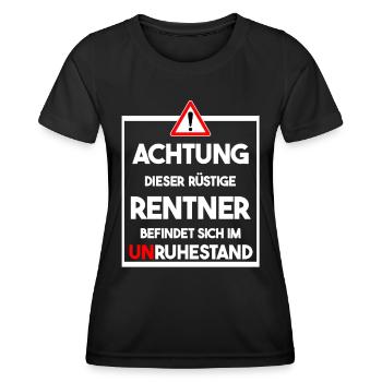Rüstiger Rentner im Unruhestand Geschenk zur Rente - Frauen Funktions-T-Shirt - Schwarz - Vorne - AI Model Female 172 light (172cm)