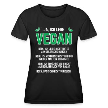 Veganer Spruch - VOrurteile Ich lebe vegan - Frauen Funktions-T-Shirt - Schwarz - Vorne - AI Model Female 172 light (172cm)