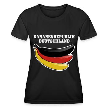 Bananenrepublik Deutschland Satire - Frauen Funktions-T-Shirt - Schwarz - Vorne - AI Model Female 172 light (172cm)