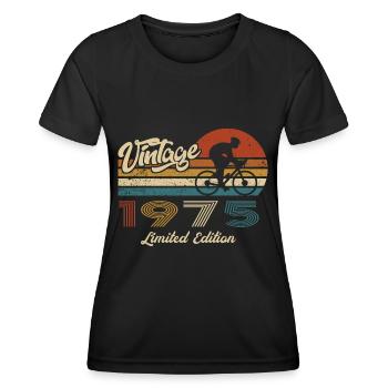 50th Birthday 1975 Vintage Retro Bicycle Cyclist - Women's Functional T-Shirt - black - Front - AI Model Female 172 light (172cm)