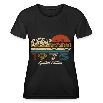 50th Birthday 1975 Vintage Retro Bicycle Cyclist - Women's Functional T-Shirt - black - Front - AI Model Female 172 light (172cm)