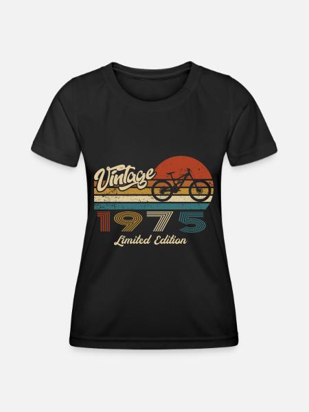 50th Birthday 1975 Vintage Retro Bicycle Cyclist - Women's Functional T-Shirt - black