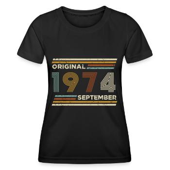 50th Birthday September 1974 Vintage Original Retr - Women's Functional T-Shirt - black - Front - AI Model Female 172 light (172cm)