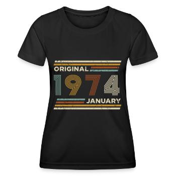 50th Birthday January 1974 Vintage Original Retro - Women's Functional T-Shirt - black - Front - AI Model Female 172 light (172cm)