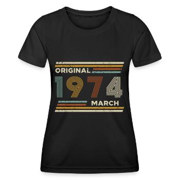 50th Birthday March 1974 Vintage Original Retro - Women's Functional T-Shirt - black - Front - AI Model Female 172 light (172cm)