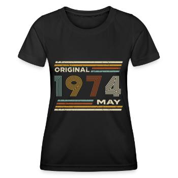 50th Birthday May 1974 Vintage Original Retro - Women's Functional T-Shirt - black - Front - AI Model Female 172 light (172cm)