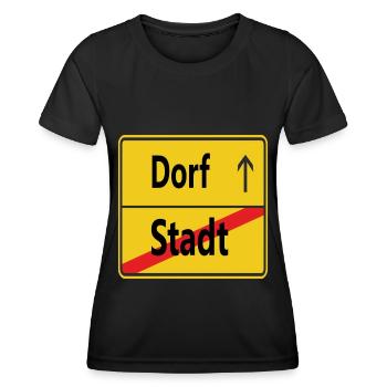 Stadt? Dorf! - Frauen Funktions-T-Shirt - Schwarz - Vorne - AI Model Female 172 light (172cm)