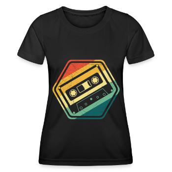80s 90s Cassette Mixtape Retro Funny - T-shirt sport Femme - noir - Devant - AI Model Female 172 light (172cm)