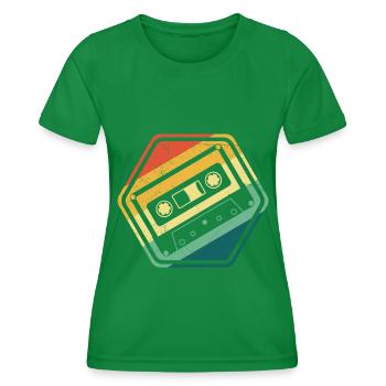80s 90s Cassette Mixtape Retro Funny - Women's Functional T-Shirt - kelly green - Front - AI Model Female 172 dark (172cm)