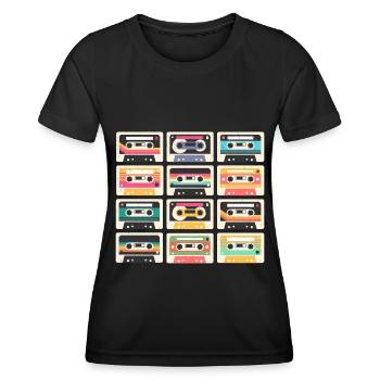 80s 90s Cassette Mixtape Retro Funny - T-shirt sport Femme - noir - Devant - AI Model Female 172 light (172cm)