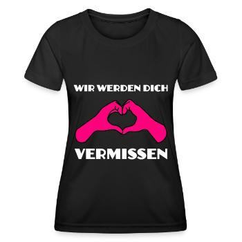 Verabschiedung Abschied Herz Werden dich vermissen - Frauen Funktions-T-Shirt - Schwarz - Vorne - AI Model Female 172 light (172cm)
