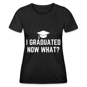 J’ai obtenu mon diplôme maintenant quoi - T-shirt sport Femme - noir - Devant - AI Model Female 172 light (172cm)
