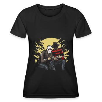 Dark Gamers Jason et Freddy / Halloween (0018) - T-shirt sport Femme - noir - Devant - AI Model Female 172 light (172cm)