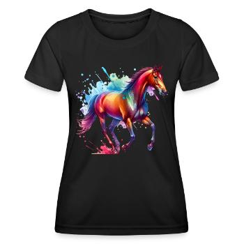 Cadeau Andalou Cheval - T-shirt sport Femme - noir - Devant - AI Model Female 172 light (172cm)