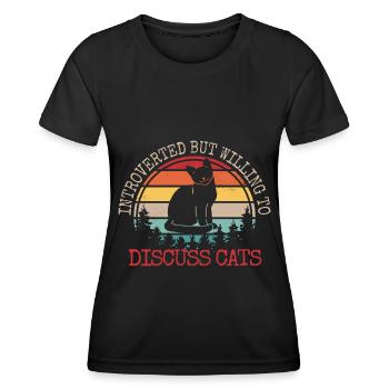 Introverti mais prêt à discuter des chats - T-shirt sport Femme - noir - Devant - AI Model Female 172 light (172cm)